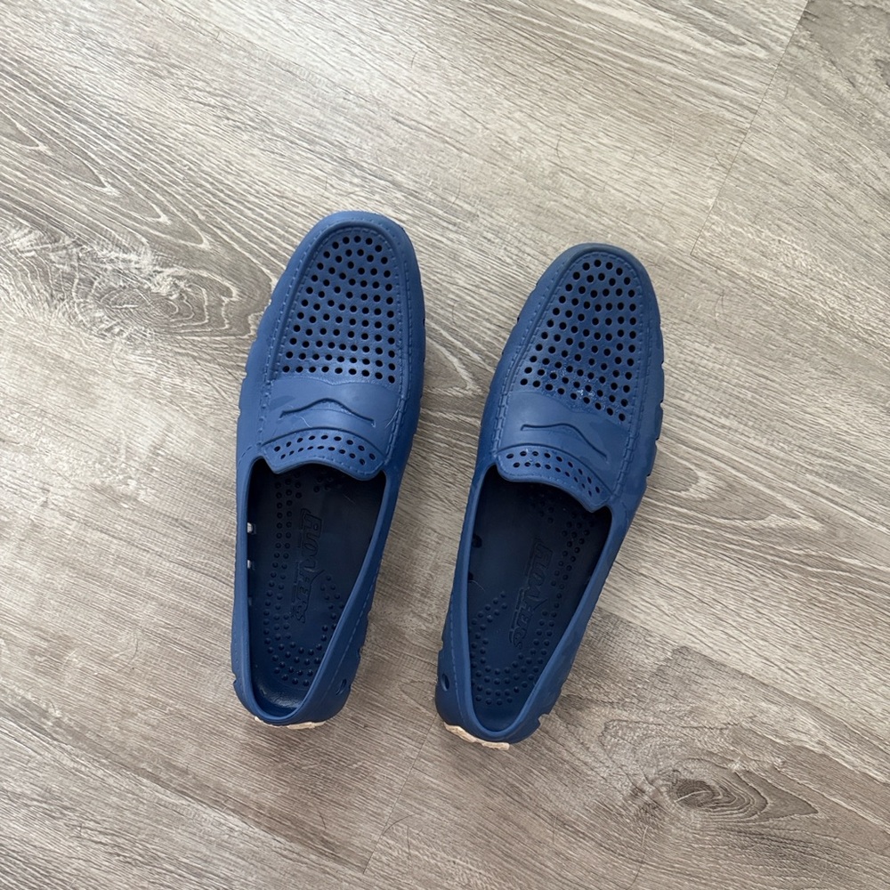 Navy Perforated Men's Slip-On Floafers
